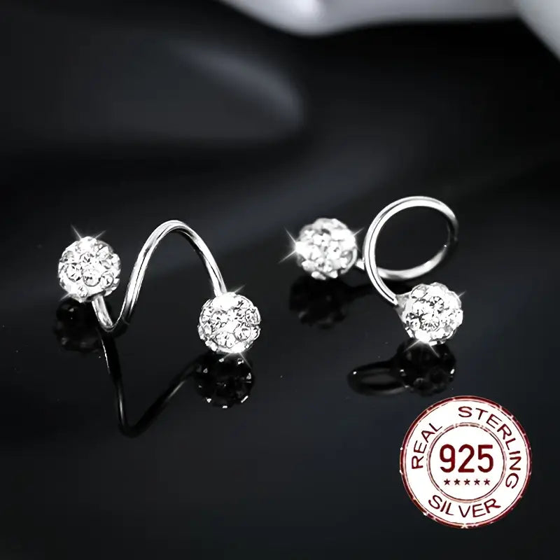 Pendientes Espirales de Doble Cabeza Súper Brillantes con Zirconia