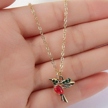 Collar de Colibrí con Esmalte y Circonita