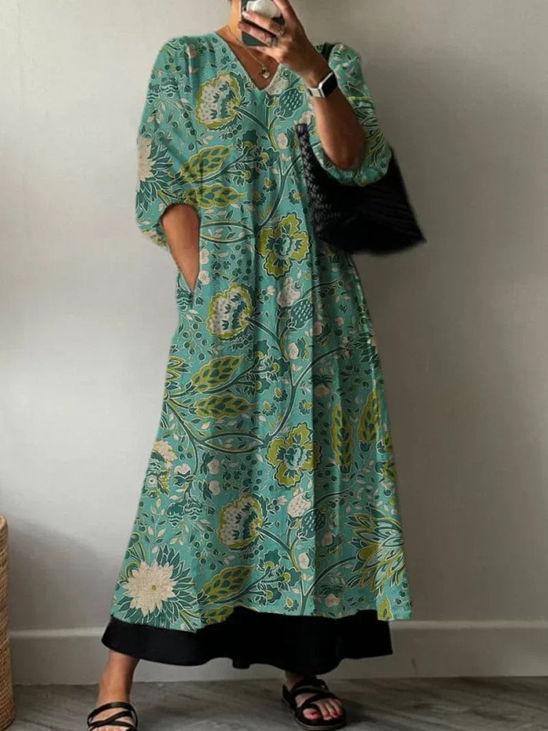 Vestido Elegante con Estampado Floral Paula