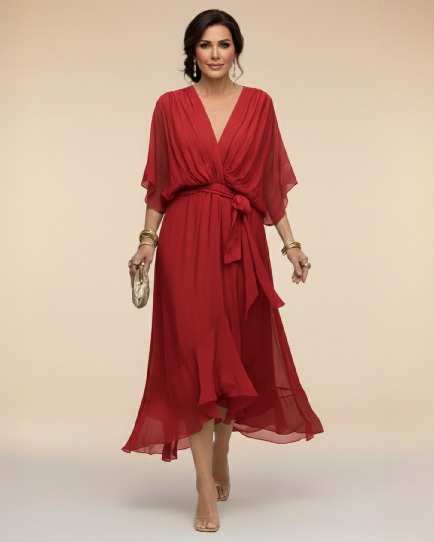 Julieta | Vestido de chifón escote en V