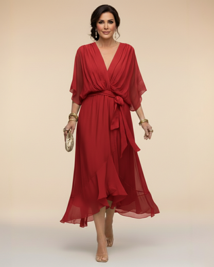 Julieta | Vestido de chifón escote en V