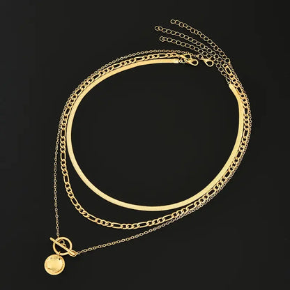 Collar de Capas de Moneda Texturizado Savira | Oro