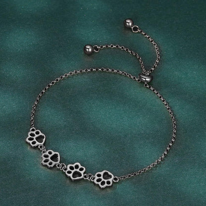 Pulsera de Huella de Pata en Plata de Ley