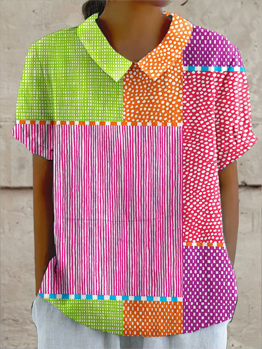 Zoe | Camisa de Parchwork Colorida