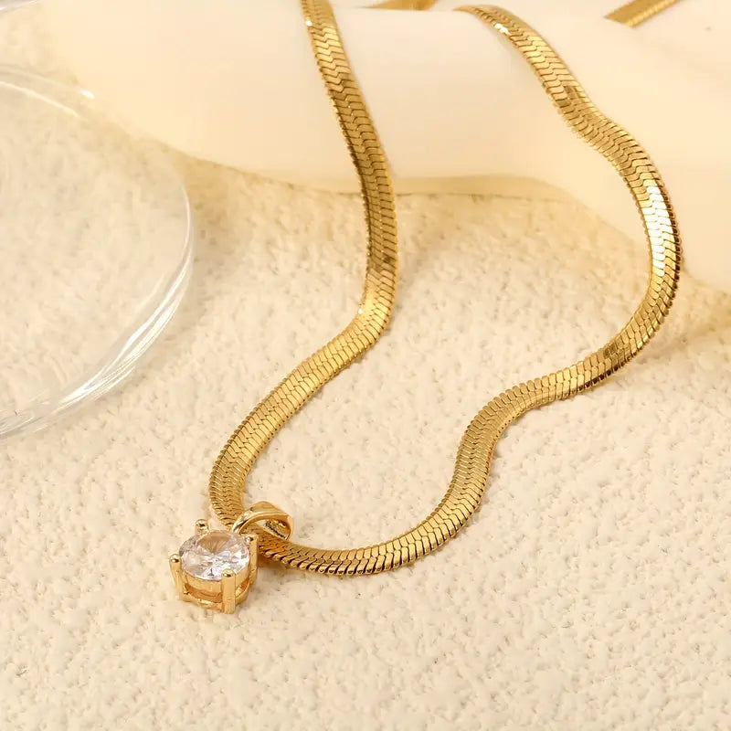Collar de Colgante con Rhinestones Elegante | Oro