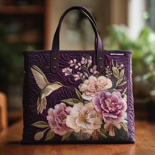 Bolso Artisanal Acolchado - Colibríes y Orquídeas