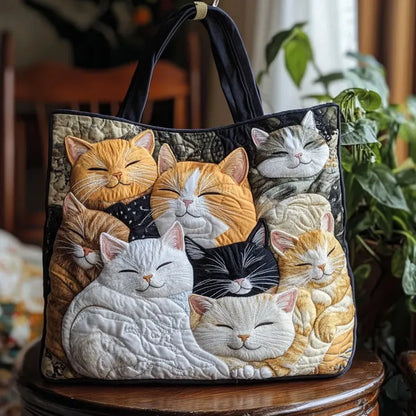 Bolso Artesanal Acolchado - Gatitos Dormilones