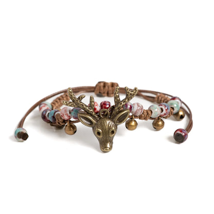 Pulsera Hecha a Mano con Dije de Cervatillo de Cerámica
