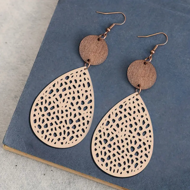 Pendientes colgantes de cuero vintage