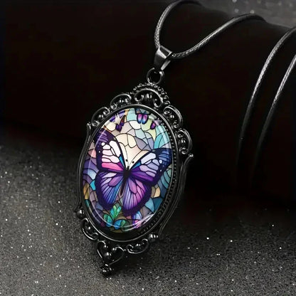 Collar de Mariposa con Cristal Púrpura