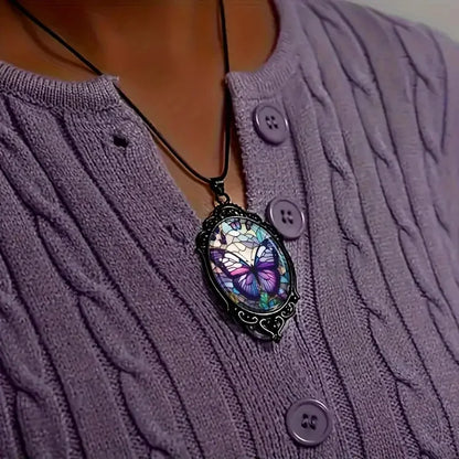 Collar de Mariposa con Cristal Púrpura