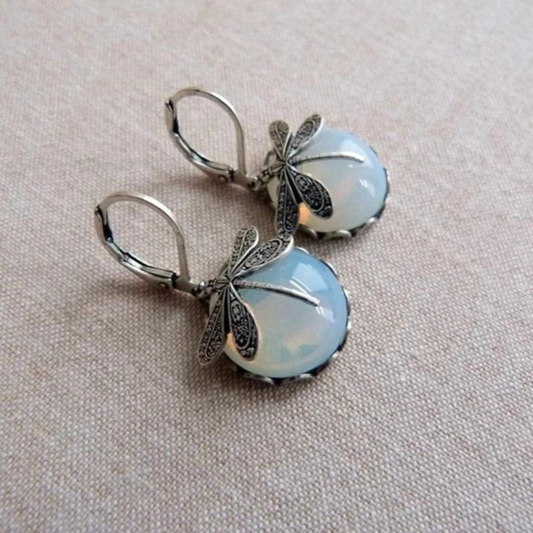 Pendientes Libélula de Plata con Cristal Blanco