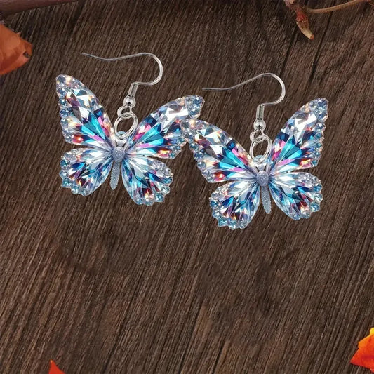 Pendientes de Declaración Brillantes de Mariposa