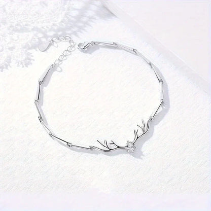 Pulsera de Corazón de Asta de Venado con Zirconia