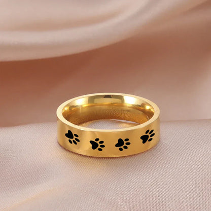 Anillo de Huella de Pata Hecho a Mano en Acero Inoxidable