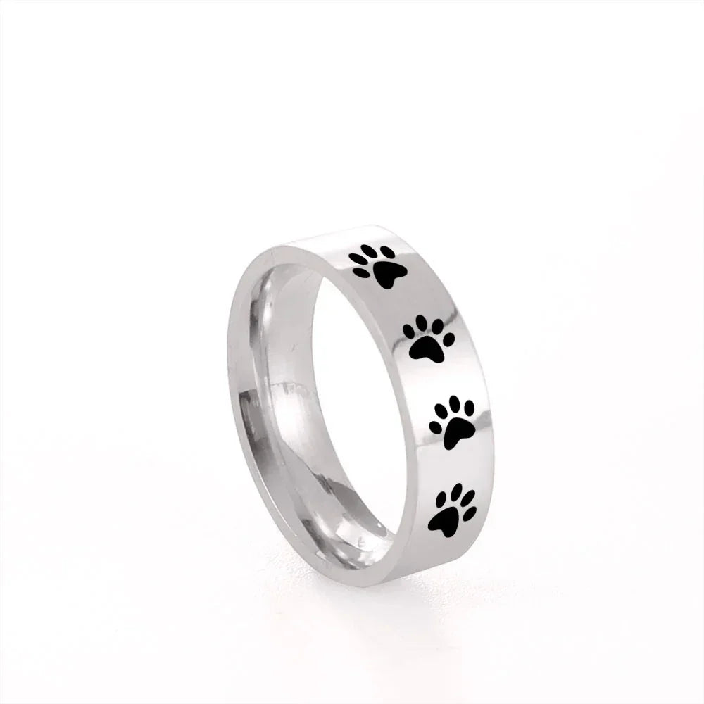 Anillo de Huella de Pata Hecho a Mano en Acero Inoxidable
