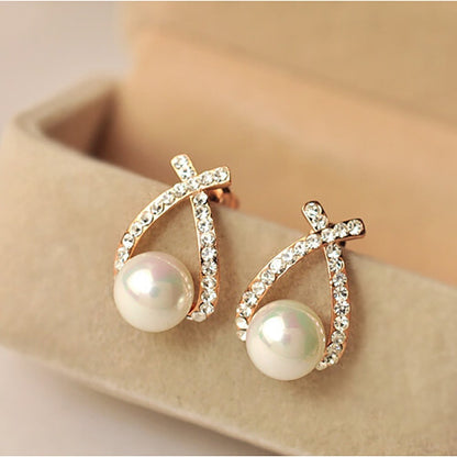 Pendientes con perlas y purpurina