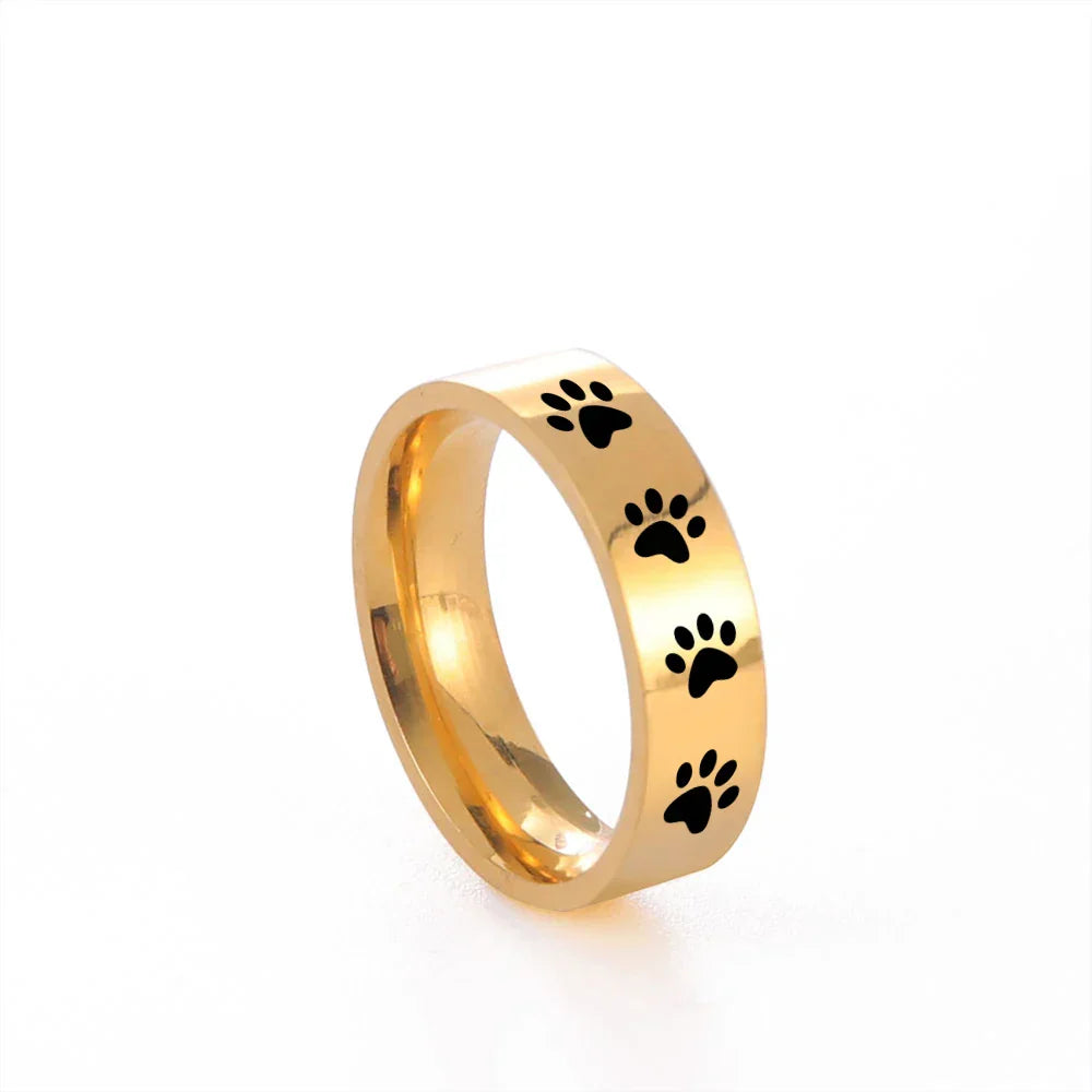 Anillo de Huella de Pata Hecho a Mano en Acero Inoxidable