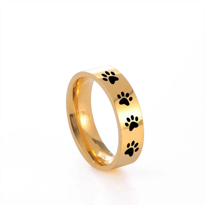 Anillo de Huella de Pata Hecho a Mano en Acero Inoxidable