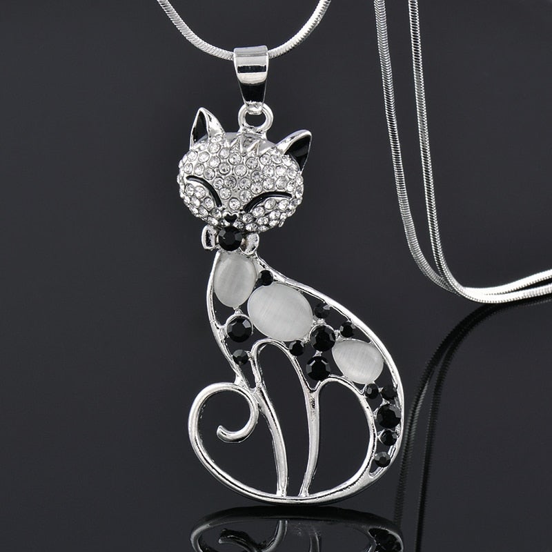 Collar de Gatos del Amor en Plata de Ley y Zirconia Incrustada