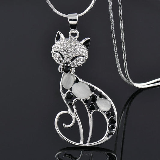 Collar de Gatos del Amor en Plata de Ley y Zirconia Incrustada