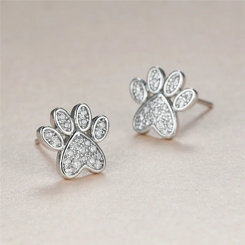 Pendientes de Pata con Zirconia Blanca