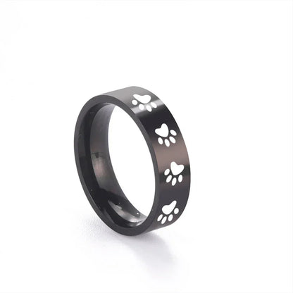 Anillo de Huella de Pata Hecho a Mano en Acero Inoxidable