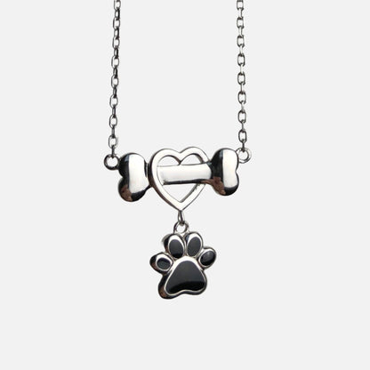 Collar Delicado de Pata de Perro en Acero Inoxidable