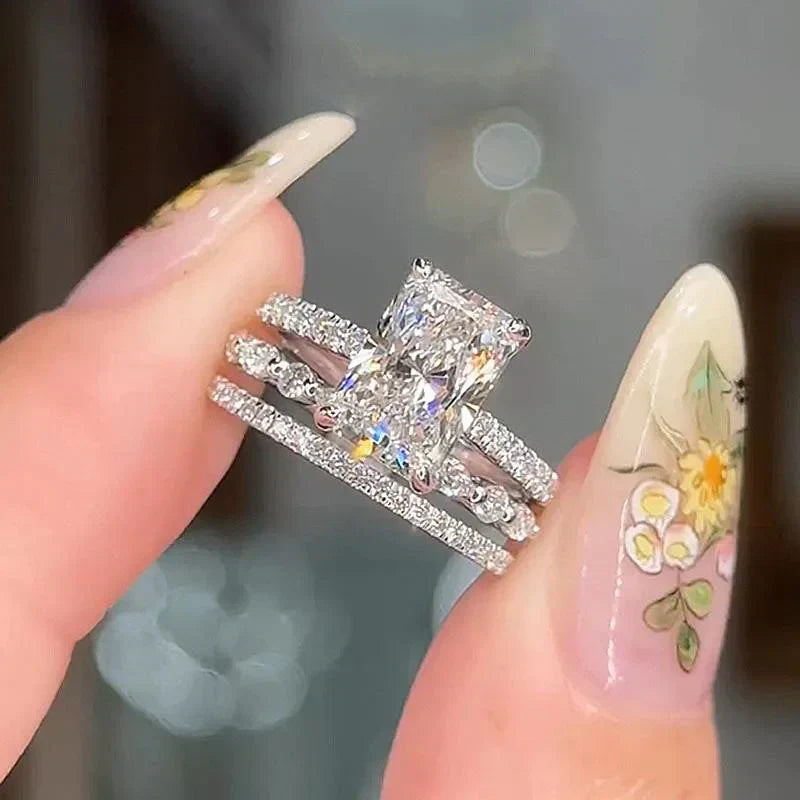 Set de Anillos de Boda 3PC Jaily | Oro Blanco