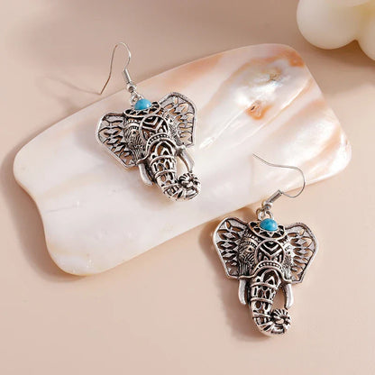 Pendientes Vintage de Elefante en Plata Bohemia