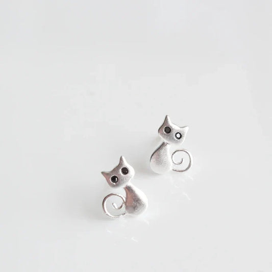 Pendientes de Gato Plateados