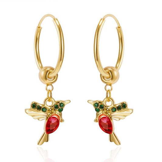 Pendientes Edición Limitada de Colibrí Volador con Incrustación de Circonita