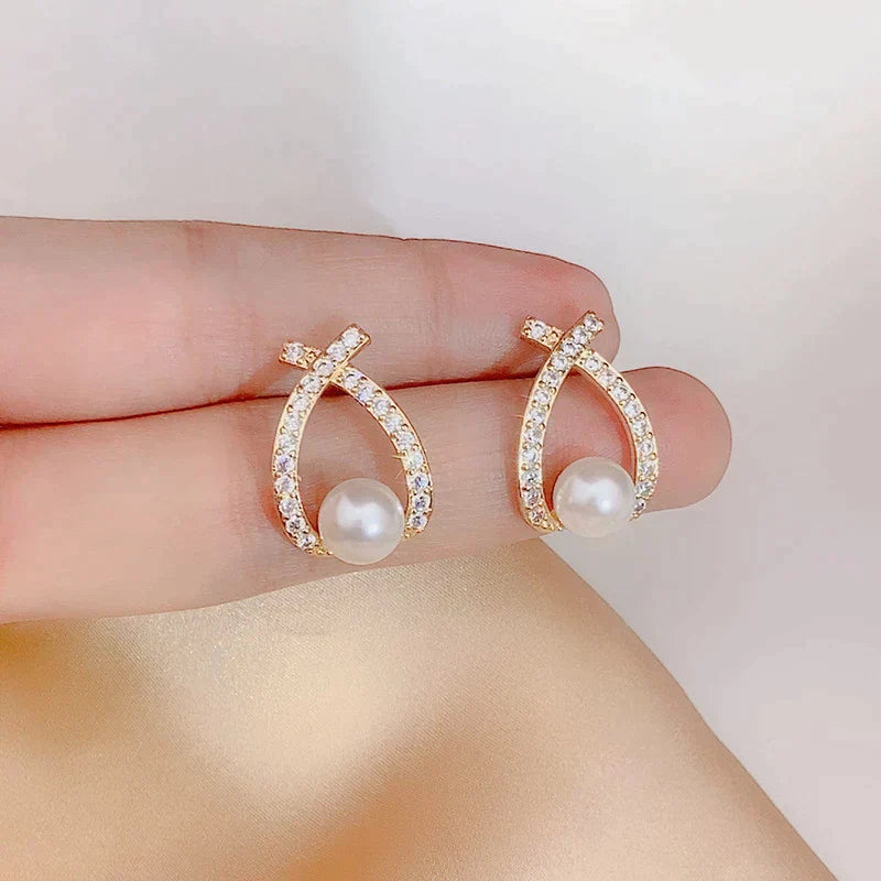 Pendientes con perlas y purpurina