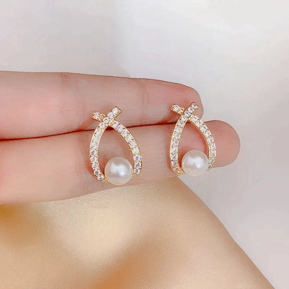 Pendientes con perlas y purpurina