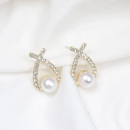 Pendientes con perlas y purpurina