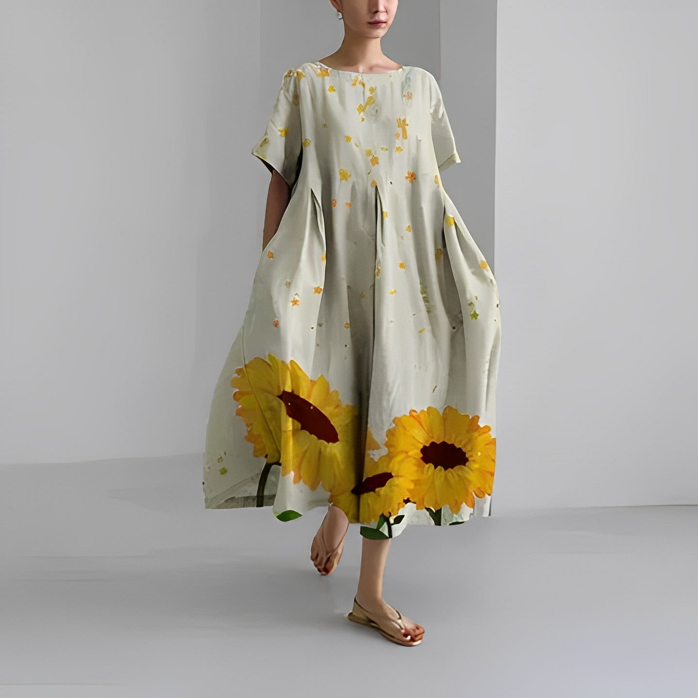 Daisy - Vestido Maxi Suelto de Gran Movimiento Retro
