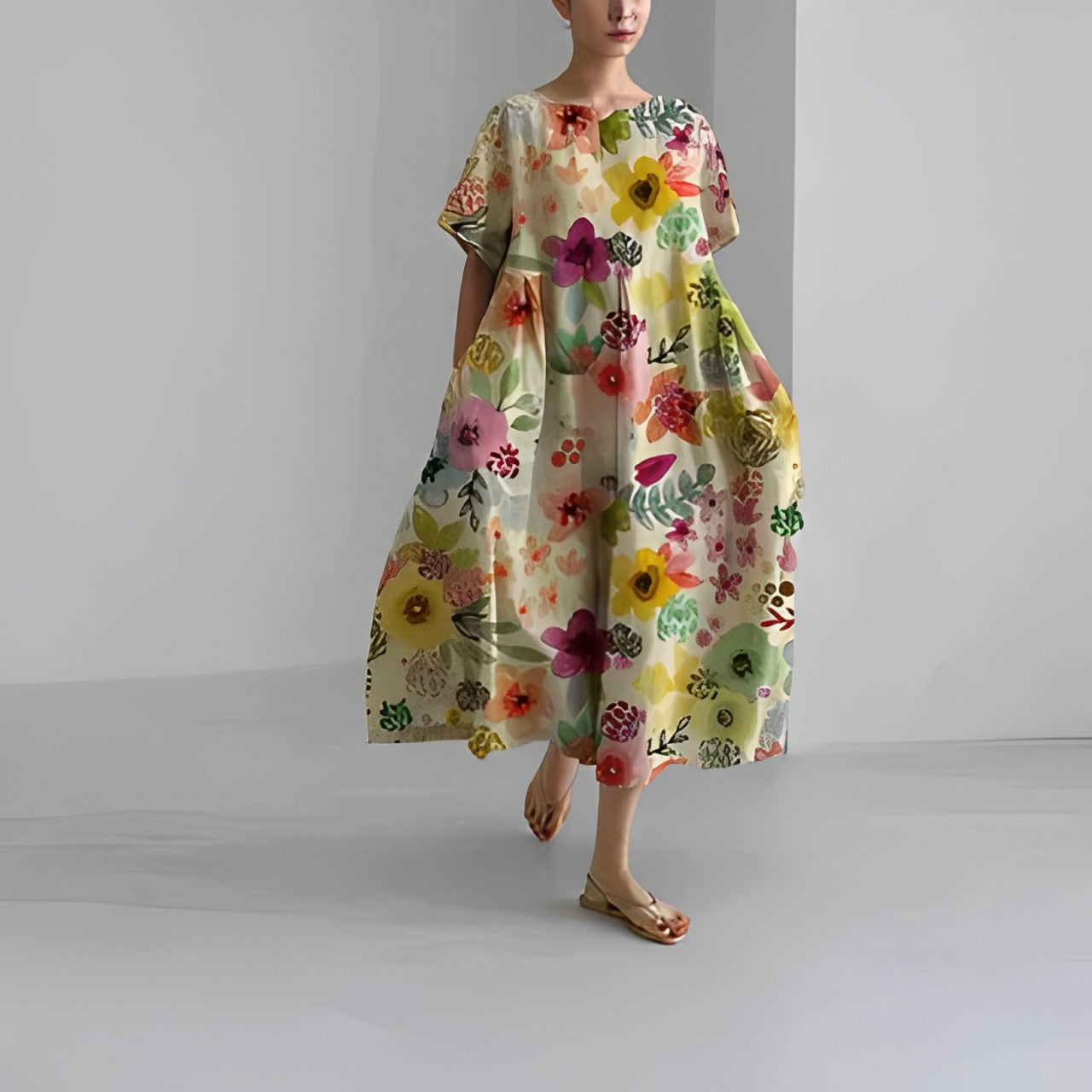 Daisy - Vestido Maxi Suelto de Gran Movimiento Retro