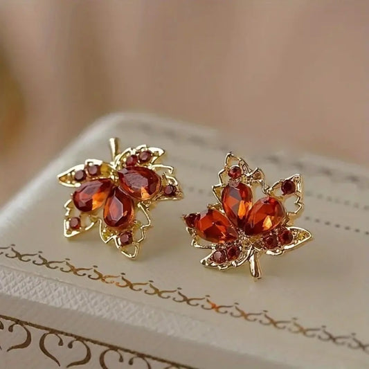 Pendientes de Hoja de Cristal de Otoño