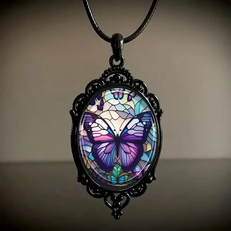 Collar de Mariposa con Cristal Púrpura