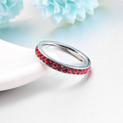 Anillo Banda de Eternidad de Rubí | Oro Blanco