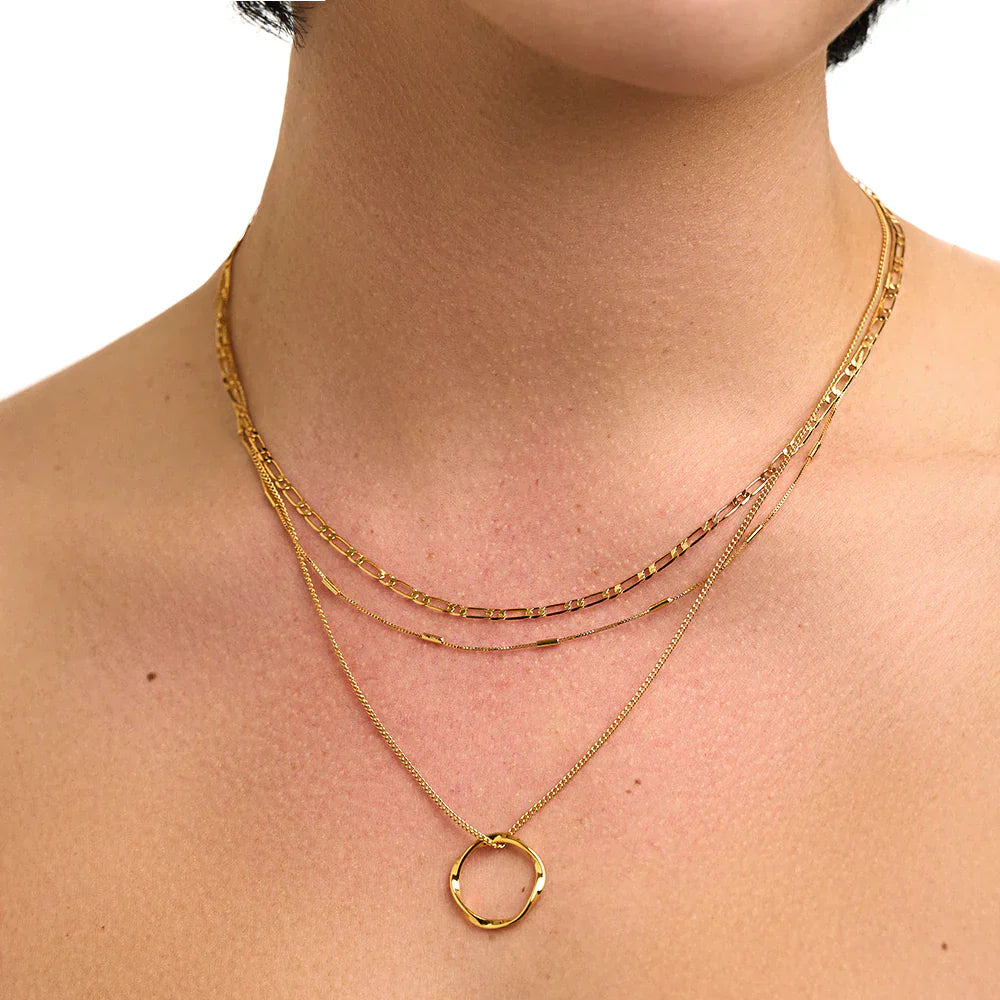 Collar de Círculo Abierto de Tres Hileras | Oro