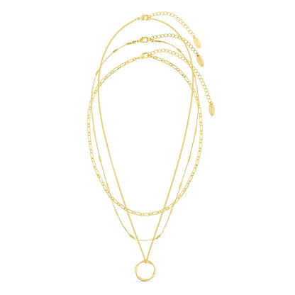 Collar de Círculo Abierto de Tres Hileras | Oro