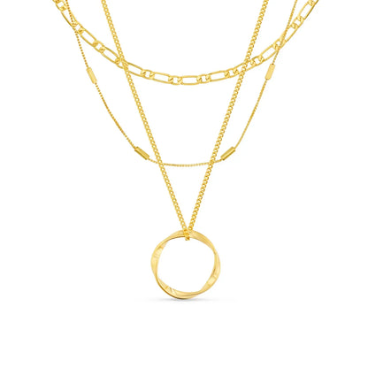 Collar Círculo Abierto Tres Hileras | Oro Blanco