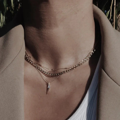 Collar Cadena Curb de Eslabones Planos | Oro Blanco