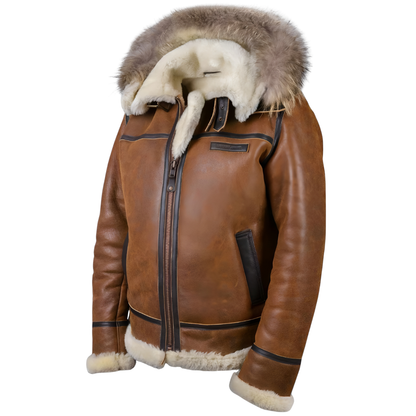 Aron™ | Chaqueta bomber con capucha de piel