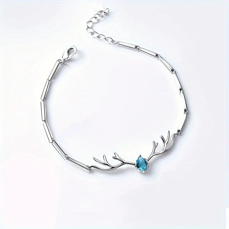 Pulsera de Corazón de Asta de Venado con Zirconia