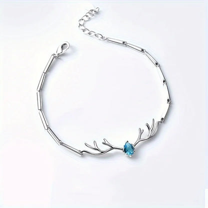 Pulsera de Corazón de Asta de Venado con Zirconia