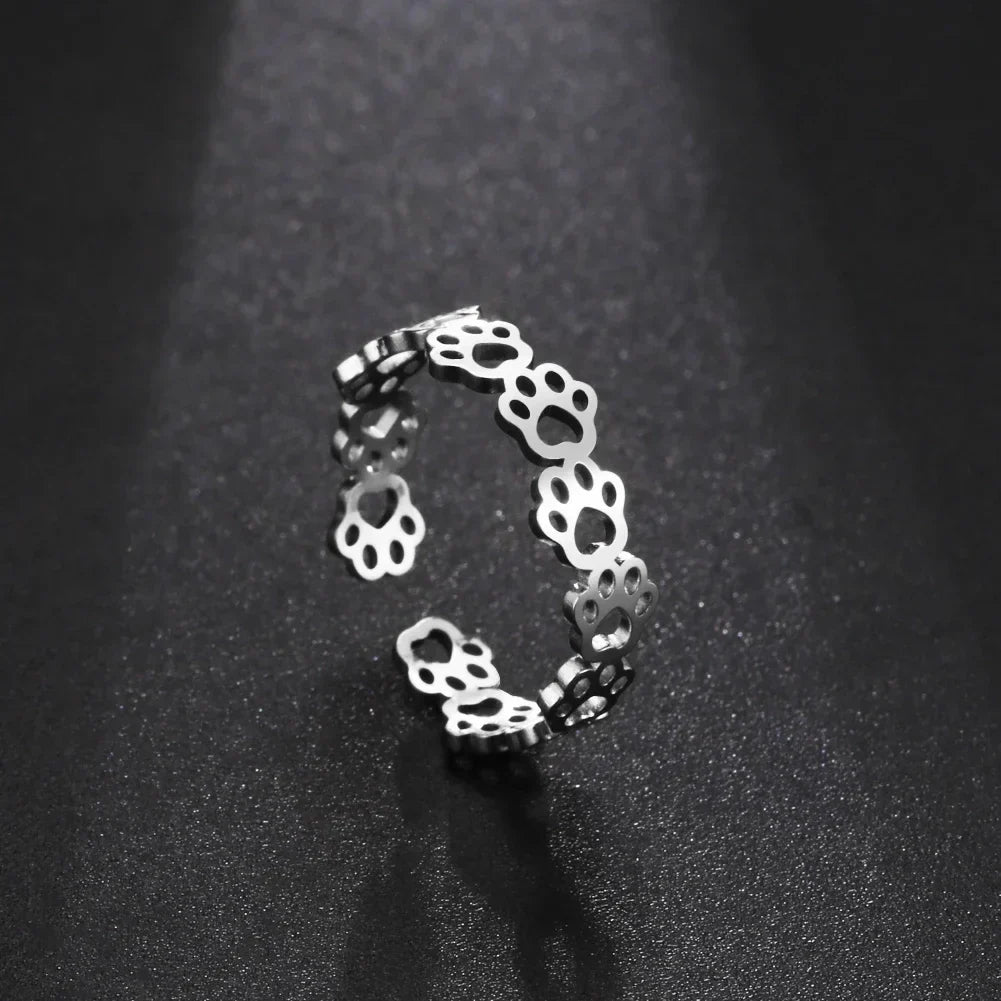 Anillo Ajustable de Huella de Pata