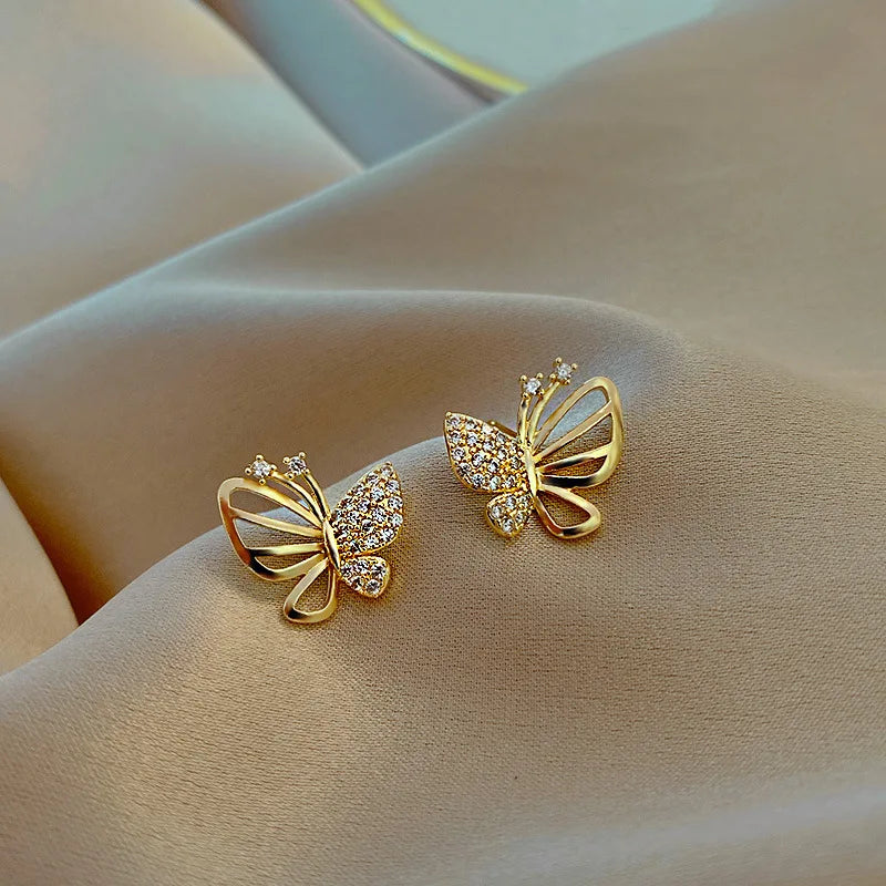Pendientes de Poste de Mariposa con Zirconia