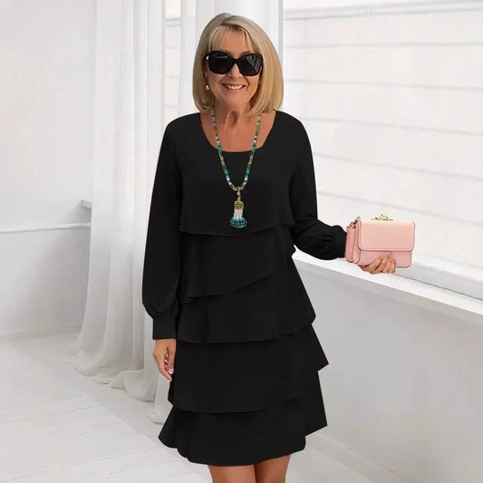 Margaret | Vestido Largo de Ropa Elegante con Volantes de Manga Larga